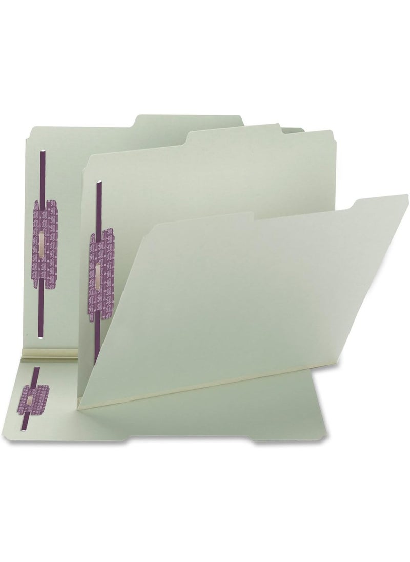 Smead Smead Pressboard Fastener File Folder with SafeSHIELD Fasteners, 2 Fasteners, 2/5-Cut Tab Right of Center Position, 2" Expansion, Guide Height, Letter Size, Gray/Green, 25 per Box (14982)  - Image 1