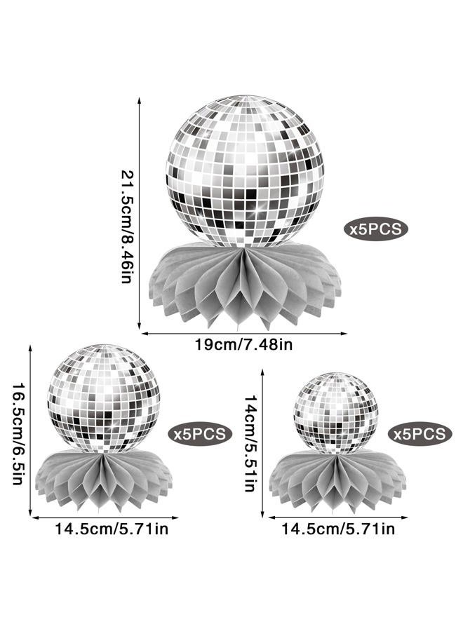 SPFYunion 15 PCS Silver Disco Theme Honeycomb Centerpieces Disco Ball Party Decorations 70s Disco Party Table Centerpieces for Back To 70s Party Supplies Favors - Image 2