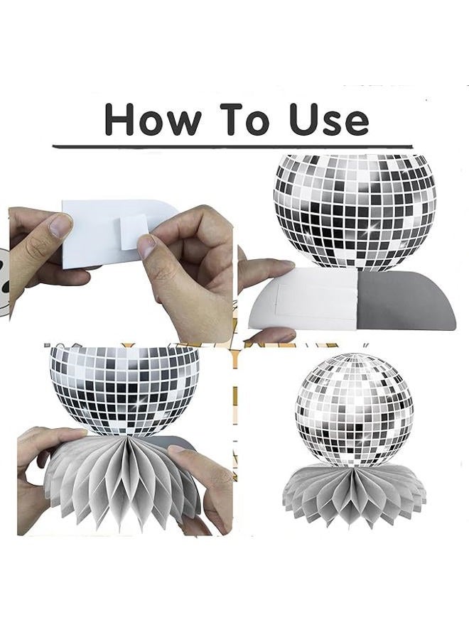 SPFYunion 15 PCS Silver Disco Theme Honeycomb Centerpieces Disco Ball Party Decorations 70s Disco Party Table Centerpieces for Back To 70s Party Supplies Favors - Image 3