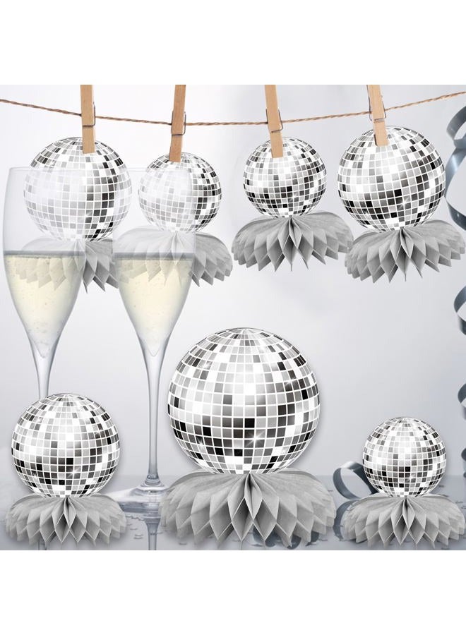 SPFYunion 15 PCS Silver Disco Theme Honeycomb Centerpieces Disco Ball Party Decorations 70s Disco Party Table Centerpieces for Back To 70s Party Supplies Favors - Image 5