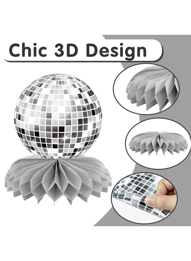 SPFYunion 15 PCS Silver Disco Theme Honeycomb Centerpieces Disco Ball Party Decorations 70s Disco Party Table Centerpieces for Back To 70s Party Supplies Favors - Image 4