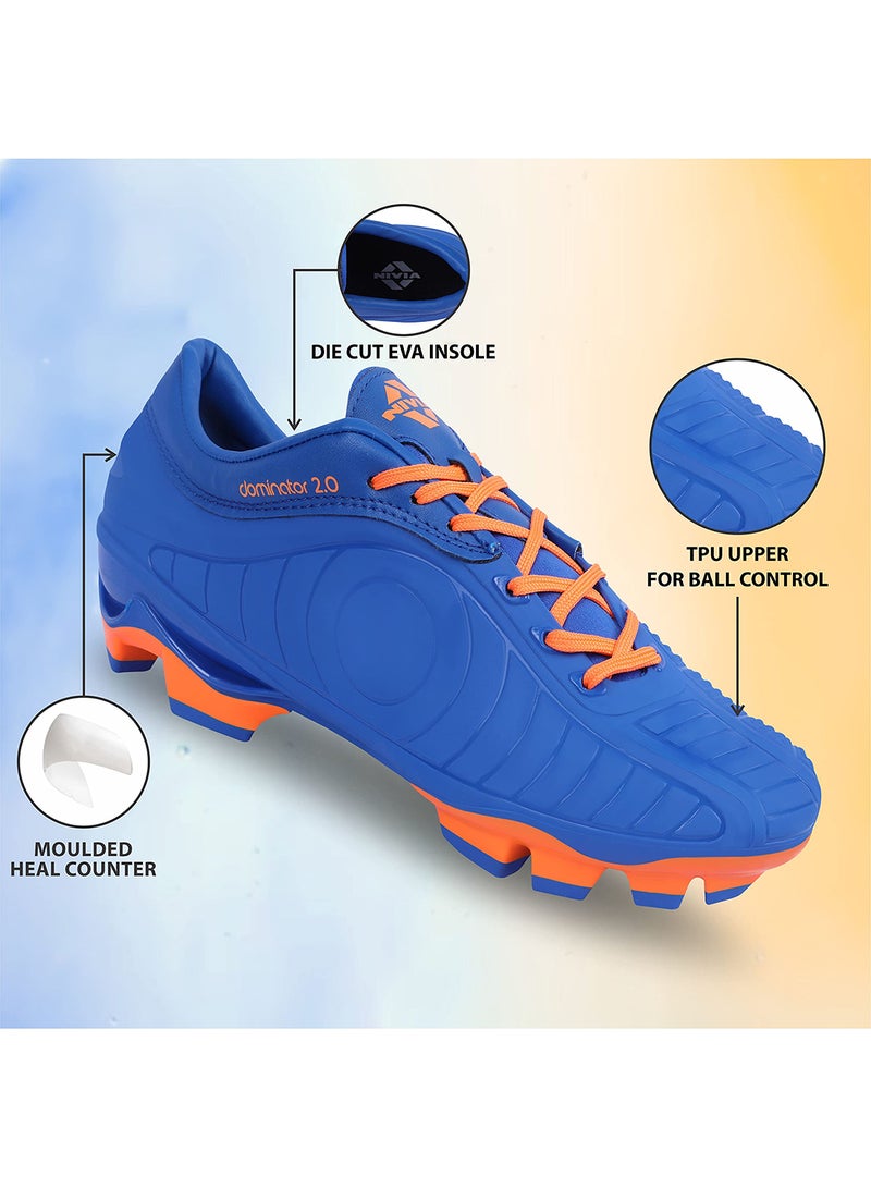 Nivia Dominator 2.0 Football Shoes | TPU | Moulded Insole | Water Proof | Indoor Outdoor Low Top Soccer Shoes | Training Boots Professional Turf Shoes, Athletic Football Running Shoes - Image 2
