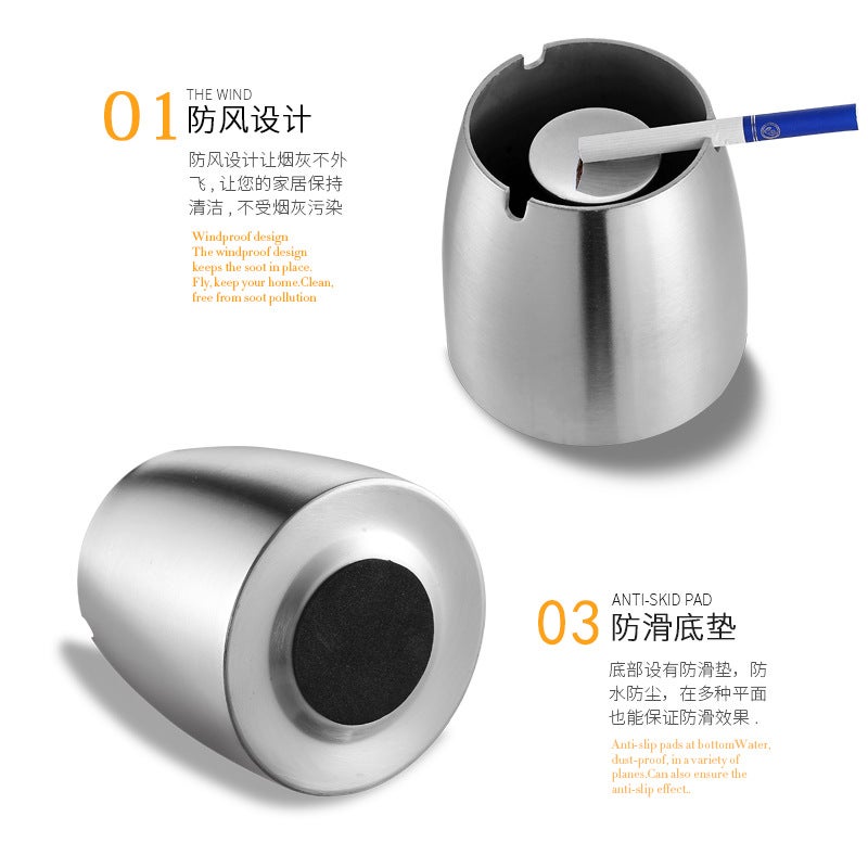 Stainless Steel Ashtray Creative Ashtray Living Room Internet Cafe Creative Ashtray Large Windproof With Column European Style Ashtray - Image 5