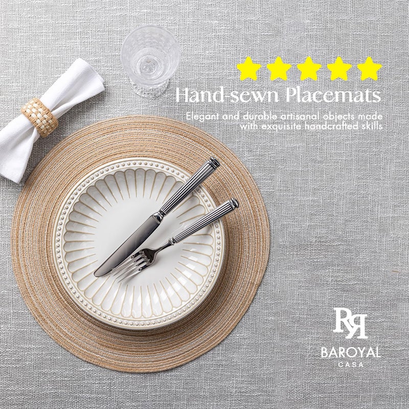 BARoyal Round Placemats Set of 8 Woven Placemats Washable Braided Table Mats for Dining Table Heat Resistant Non-Slip Circle Place Mats(Beige) - Image 2