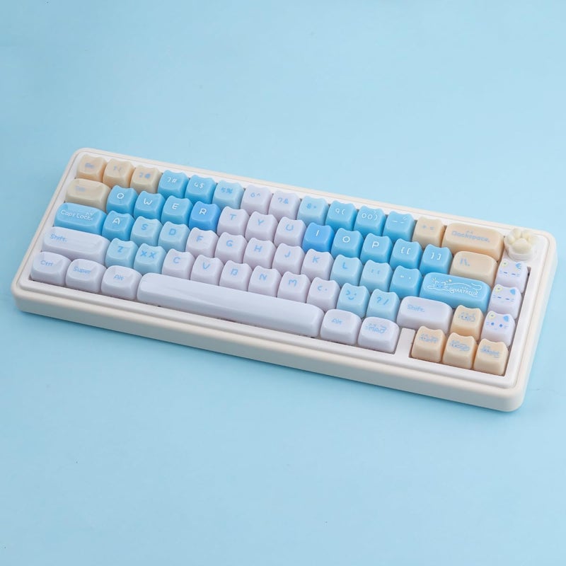 TYRIXKI Ceramic Jade Sea Salt Cat Keycaps, 148 Keys Translucent Blue Creamy Cute Jelly Keycaps Mao Profile Custom Keycap for Cherry Gateron MX Swithes Mechanical Keyboards - Image 5