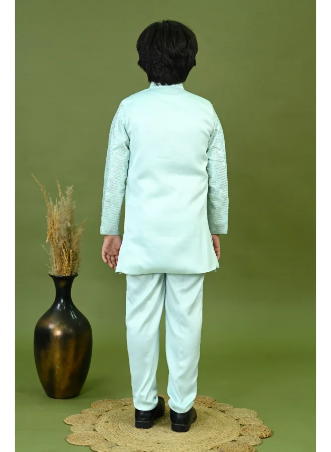 BT DEZINES Sky Blue Sherwani and Pants Set for Boys