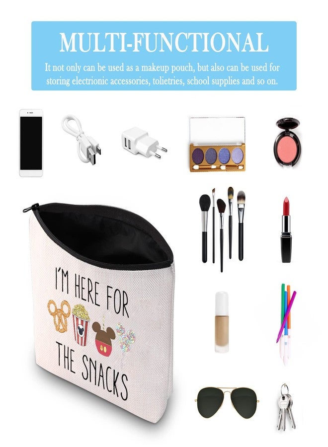 GJTIM Snacks Lover Gift Family Vacation Gift Snacks Travel Bag I’m Here For The Snacks Zipper Pouch Makeup Bag (For The Snacks bag) - Image 3