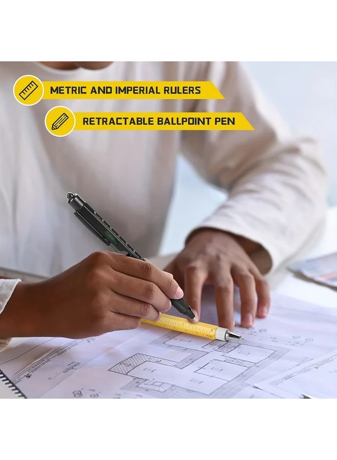 مجموعة أقلام متعددة الأدوات 10 في 1 متعددة الألوان مع مؤشر ضوئي ومسطرة وفتاحة زجاجات - Image 5