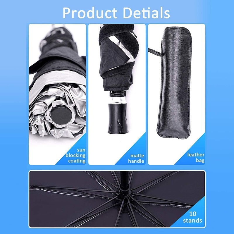 Kwak's Car Windshield Sun Shade Foldable Umbrella Sun Shade for Car Front Window Cover Visor Sun Shade Block UV Keep Car Cool (L(85x150CM)) - Image 5