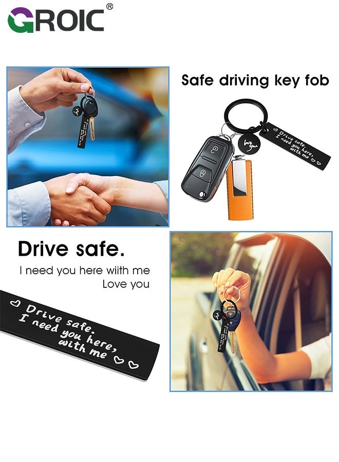 GROIC Car Keychain Birthday Gifts for Boyfriend Husband Love Keychain Valentines Gifts for Wife Girlfriend Anniversary Present,''drive safe i need you here with me'' Key Chain  - Image 4