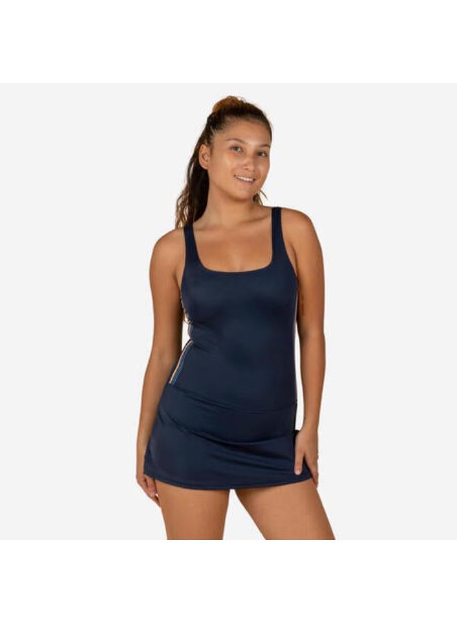 NABAIJI Women's Heva 1-piece swimsuit with skirt navy stripes - Image 1