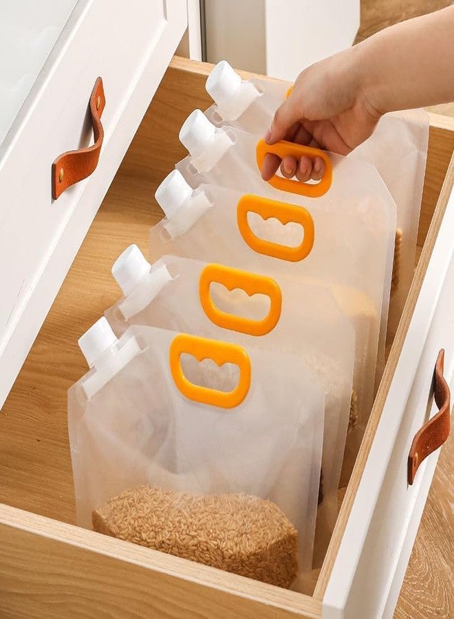 Rexez Pack of 6 Food Storage Bags, Grain, Moisture-Resistant, Sealed Bag, Stand Up Food Bags, Large, Reusable, Sealed Bag with Handle and Cap, BPA-Free 1.5L / 2.5L (3 * 3 Piece's Each) - Image 2