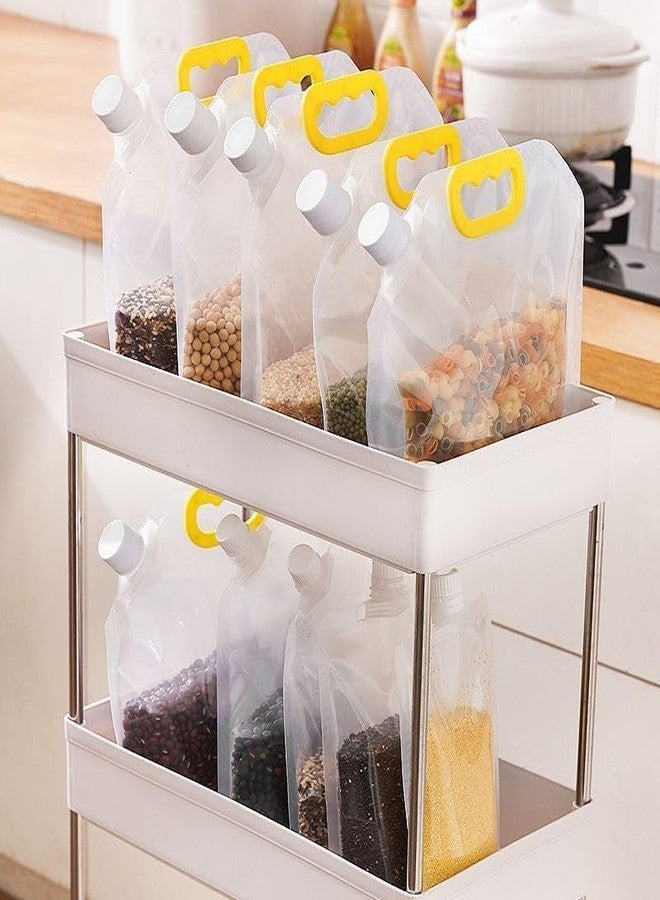 Rexez Pack of 6 Food Storage Bags, Grain, Moisture-Resistant, Sealed Bag, Stand Up Food Bags, Large, Reusable, Sealed Bag with Handle and Cap, BPA-Free 1.5L / 2.5L (3 * 3 Piece's Each) - Image 4