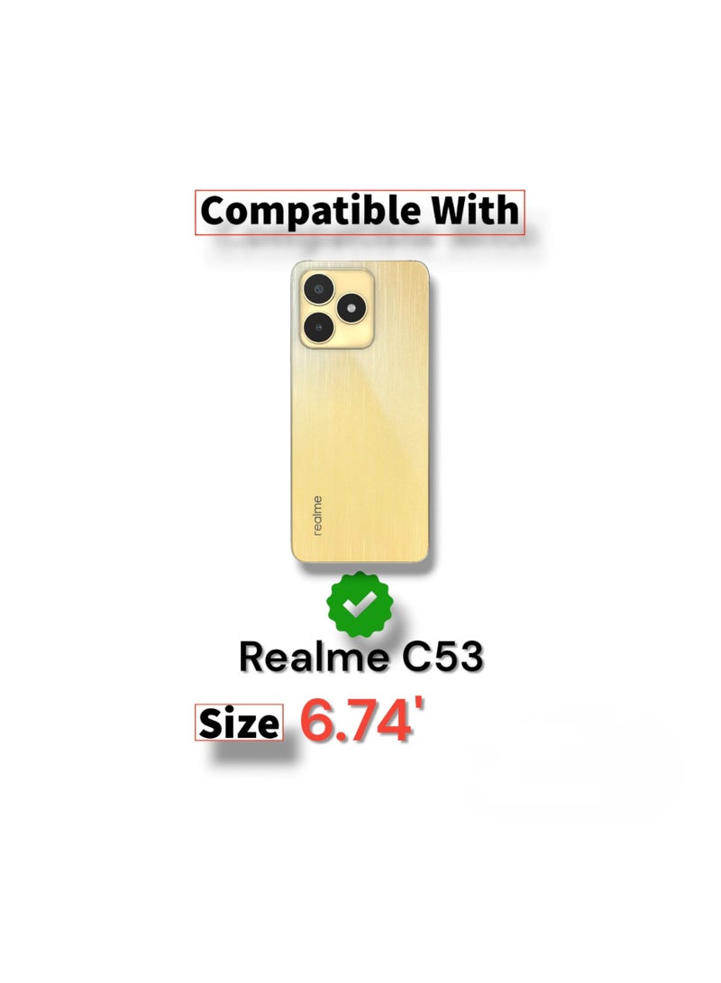 For Realme C53 Flip Full Leather Wallet Card Slot Case wiith Kickstand,with Strap Magnetic Closure,Included Internal Tpu Silicone Case,High Protective Compatible with Realme C53 (6.74')(Blue)  - Image 4