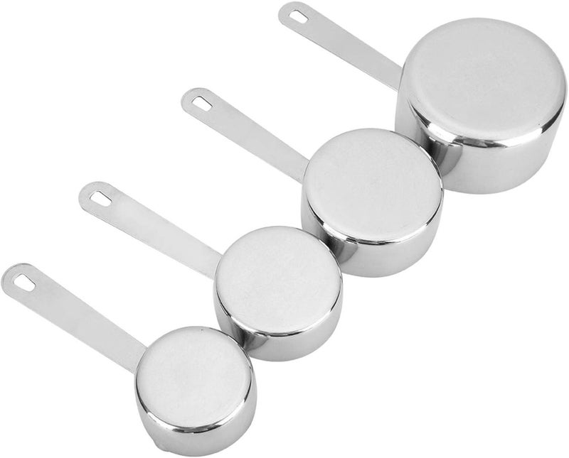 Happy home Stainless Steel Measuring Spoons and Cups Set for Kitchen Baking Dry or Liquid Foods (4 Pieces - Cup, Silver) - Image 2