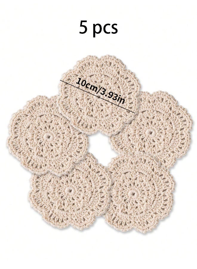 5 قطع، مجموعة قواعد أكواب ماصة بلون البيج، قواعد لأكواب القهوة والشاي، مناسبة كهدية للمنزل الجديد، ملائمة للمكتب والبيت الجديد - Image 5