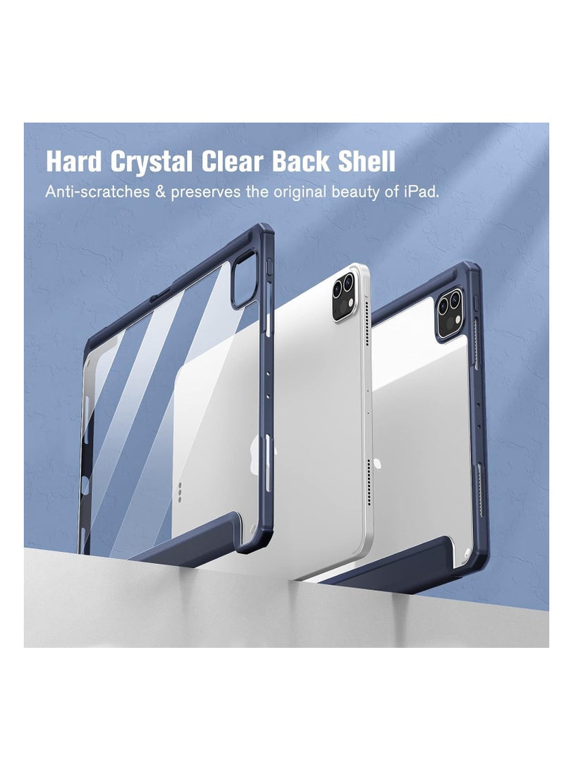 Case Compatible with iPad Pro 11 inch (2024) M4, [Built-in Pencil Holder] Shockproof Cover w/Clear Transparent Back Shell, Auto Wake/Sleep Dark blue - Image 2