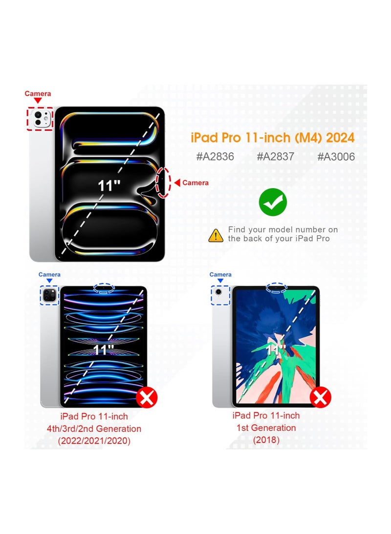 Case Compatible with iPad Pro 11 inch (2024) M4, [Built-in Pencil Holder] Shockproof Cover w/Clear Transparent Back Shell, Auto Wake/Sleep Dark blue - Image 3