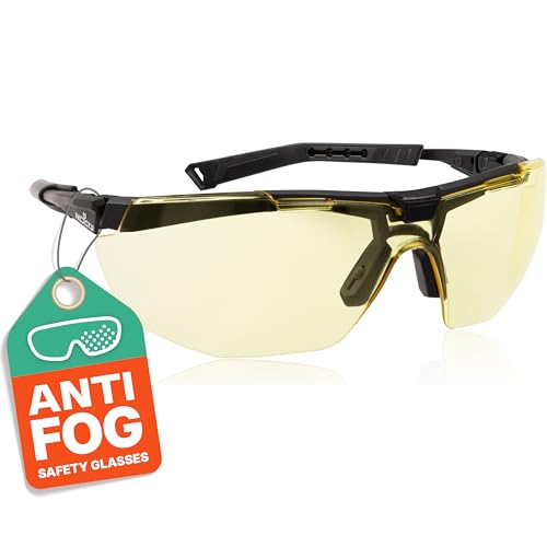 NoCry Yellow Safety Glasses for Men – ANSI Z87 Rated Shooting Eyewear with Scratch and Fog Resistant Lenses – Blue Light Blocking, 100% UV Protection – Fully Adjustable for a Comfortable Fit - Image 2