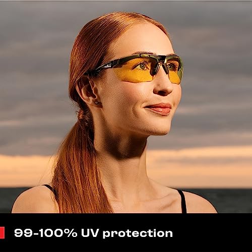 NoCry Yellow Safety Glasses for Men – ANSI Z87 Rated Shooting Eyewear with Scratch and Fog Resistant Lenses – Blue Light Blocking, 100% UV Protection – Fully Adjustable for a Comfortable Fit - Image 5