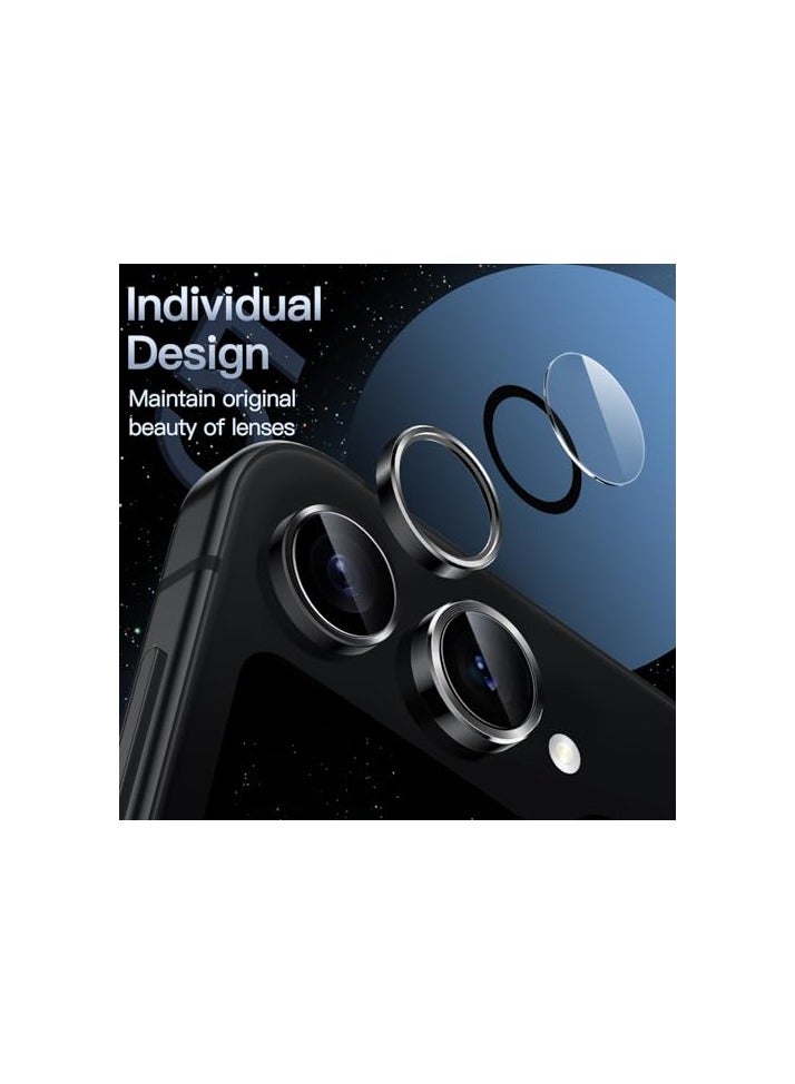 JETech Camera Lens Protector for Samsung Galaxy Z Flip 5, 9H Tempered Glass Metal Individual Ring Cover, HD Clear, 1 Set (Graphite) - Image 2