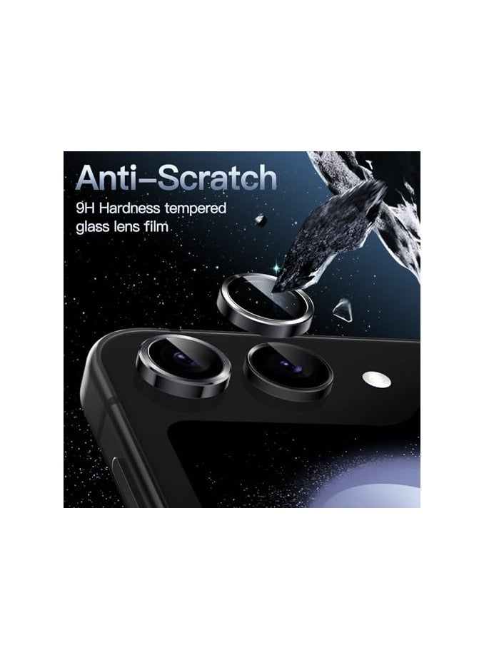 JETech Camera Lens Protector for Samsung Galaxy Z Flip 5, 9H Tempered Glass Metal Individual Ring Cover, HD Clear, 1 Set (Graphite) - Image 4