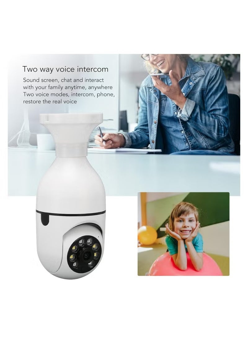 Light Bulb Security Camera Wireless Outdoor Indoor WiFi Cameras for Home Security 360 degree action camera Motion Detection and Alarm Two-Way Talk Color Night Vision ﻿