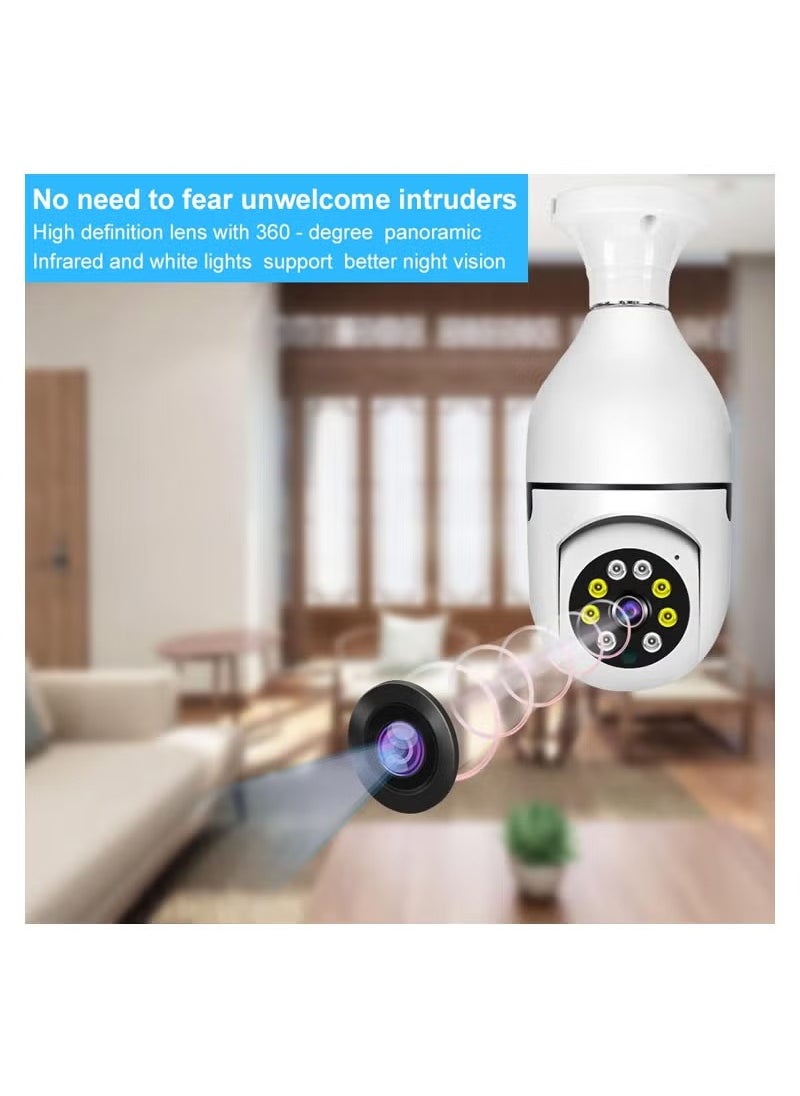 Light Bulb Security Camera Wireless Outdoor Indoor WiFi Cameras for Home Security 360 degree action camera Motion Detection and Alarm Two-Way Talk Color Night Vision ﻿