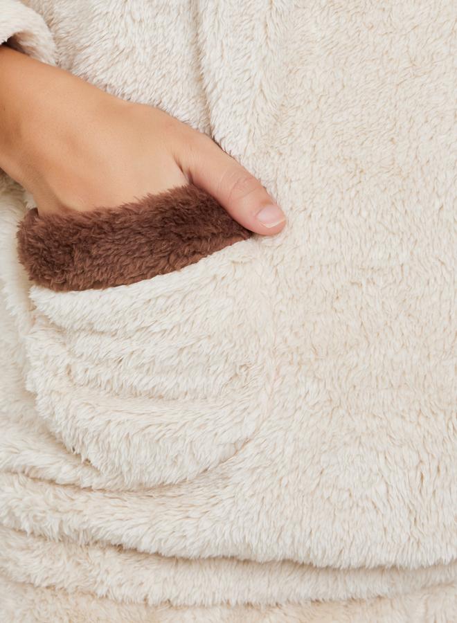 Styli Bear Ears Hooded Contrast Pocket Top and Pyjama Set - Image 4