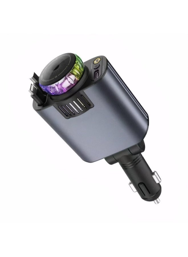 5-in-1 Aromatherapy Car Charger with Roof Starlight Retractable Cable PD45W Fast Charging Type-C Power Adapter for IOS Phone And Samsung - Image 1