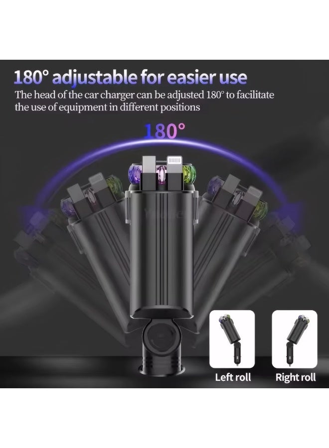 5-in-1 Aromatherapy Car Charger with Roof Starlight Retractable Cable PD45W Fast Charging Type-C Power Adapter for IOS Phone And Samsung - Image 4