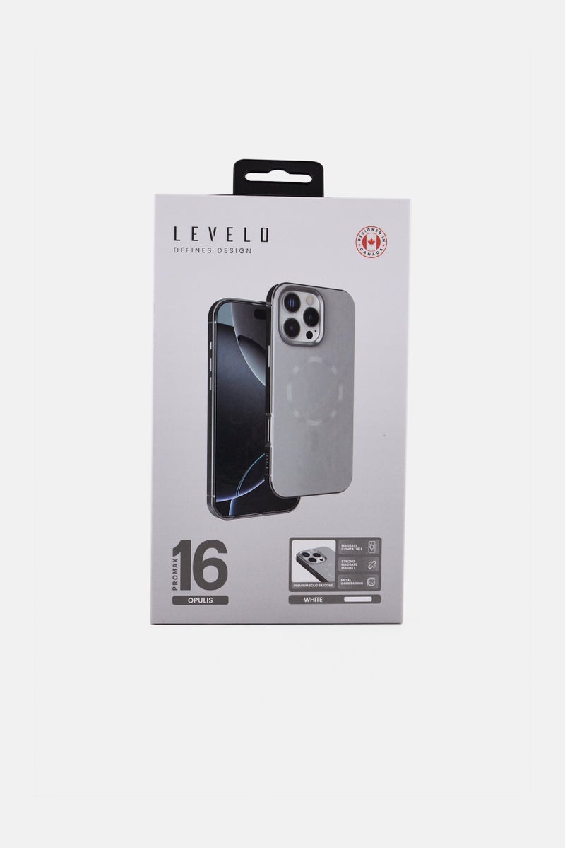 LEVELO iPhone 16 Pro Max Opulis Magsafe Compatible Silicone Case, White - Image 1