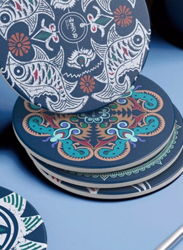 Miao Ethnic Wax-Resist Ceramic Coaster Cup Tea Eastern Style  - Image 2