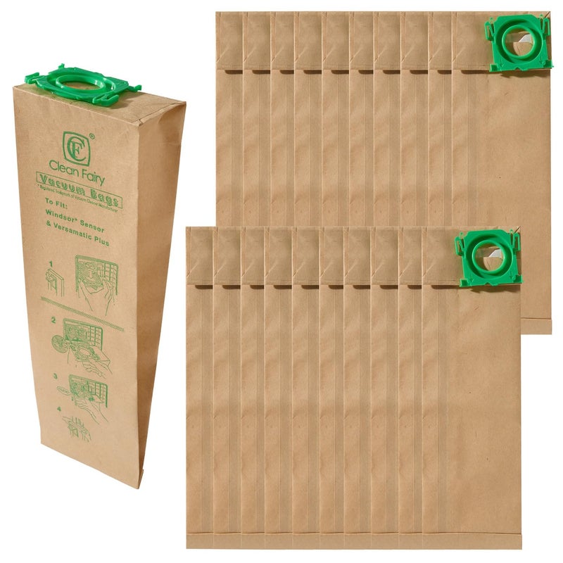 أكياس فلتر مكنسة CF Clean Fairy 20 حزمة متوافقة مع ويندسور سينسور S12 S15 XP12 XP15 XP18 SR12 SR15 SR18 فيرساماتيك بلس وسلسلة سيبو C GX بديل لـ 5300REP