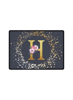 Designer Gaming Mouse Pad  Anti-Skid Mousepad Large Keyboard Mouse Pad Desk Mat Custom Monogram Initial Letter Floral Pattern Alphabet - H  (Grey)