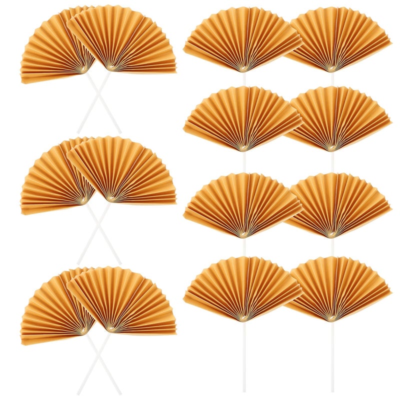 16pcs Folding Paper Fan Cupcake Toppers Elegant Cake Inserts For Birthday Wedding Party Decorations - Image 2