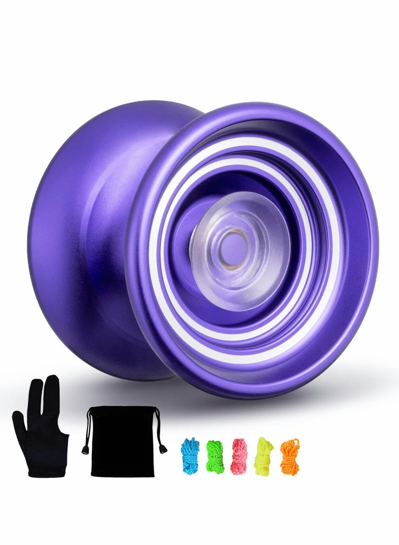 KASTWAVE Responsive Yoyo K7, Excellent Purple Metal Yoyo for Beginners, High Quality, A Very Popular Toy for Kids, Friends, Families, Etc with Yoyo Bag + Yoyo Glove + 5 Yoyo Strings - Image 1