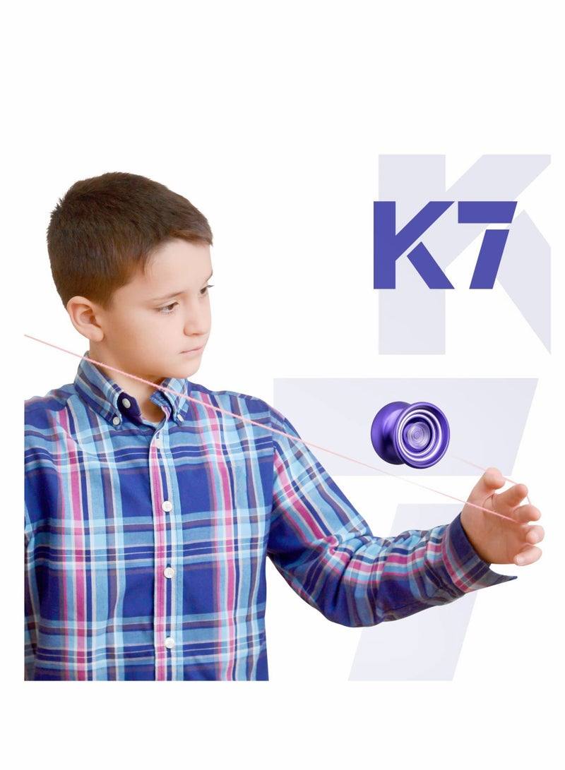 KASTWAVE Responsive Yoyo K7, Excellent Purple Metal Yoyo for Beginners, High Quality, A Very Popular Toy for Kids, Friends, Families, Etc with Yoyo Bag + Yoyo Glove + 5 Yoyo Strings - Image 4