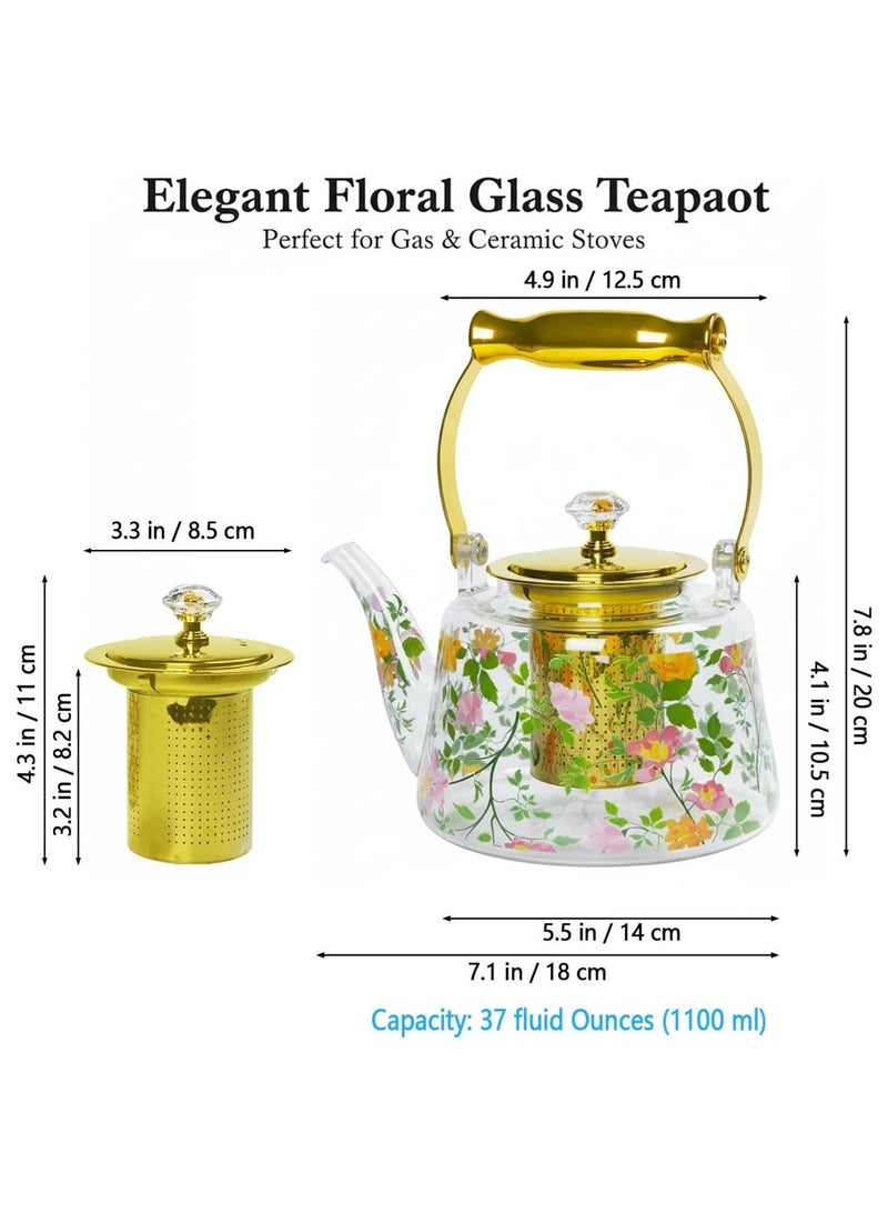لوبيتيز كوب شاي زجاجي آمن على الموقد مع مرشح فولاذي قابل للإزالة - قدر شاي مقاوم للحرارة شفاف لشاي الأوراق المتناثرة، تحضير شاي الزهور، التخييم والسفر - Image 5