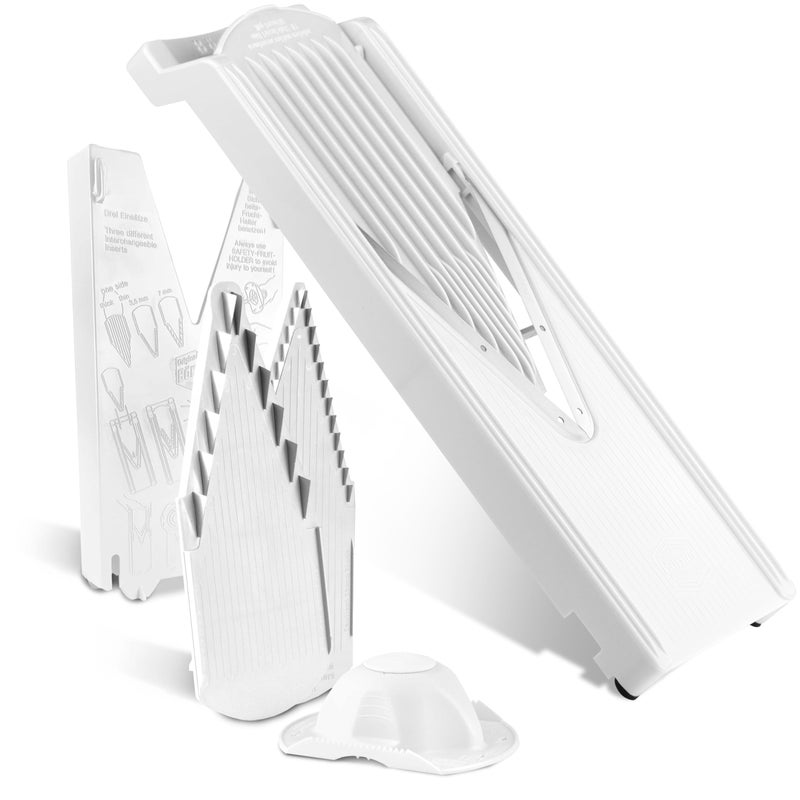 Börner Mandoline Food Slicer Börner V3 (Starter Set) by Reston Lloyd • V-Slicer with Blade Storage & Safety Food Holder • Made in Germany • Fruit & Vegetable Chopper • Multiple Settings: White - Image 5