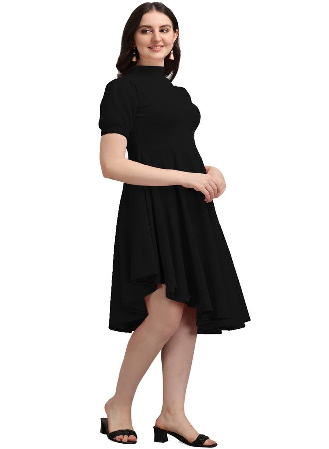PURVAJA Women’s High-Low Knee Length Dress(Ruby-062-to-069) (in, Alpha, L, Black) - Image 4