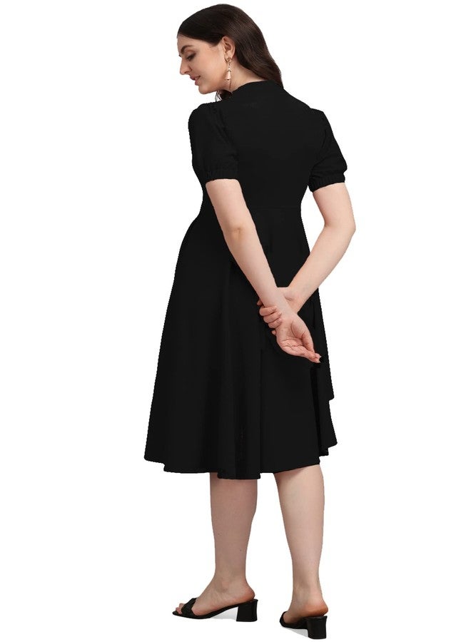 PURVAJA Women’s High-Low Knee Length Dress(Ruby-062-to-069) (in, Alpha, L, Black) - Image 2
