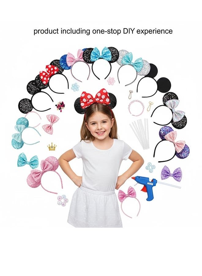 Eylola DIY Mouse Ears Headbands, Sequin Mouse Ears for Women Girls Boys, Shiny Bow Headband for Cosplay Costume Party Decorations Hair Accessories - Image 2
