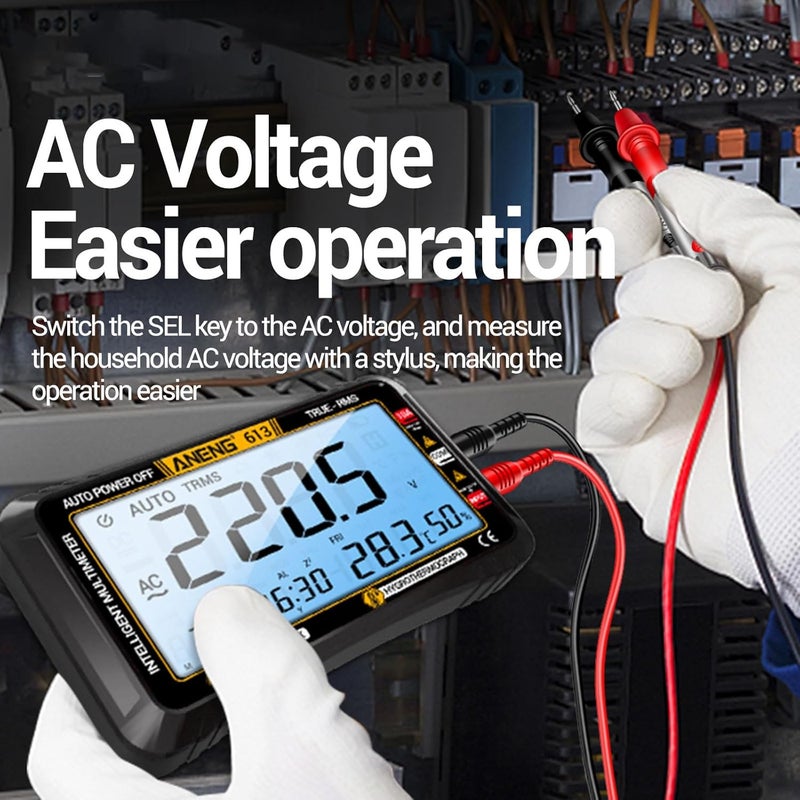 Digital Multimeter Tester, 4000 Counts Voltage Tester, Auto Ranging TRMS Volt Meter, Large LCD Ohm Meter Measures AC DC Current, Voltage, Resistance, Diode, Continuity, Capacitance (Black) - Image 5