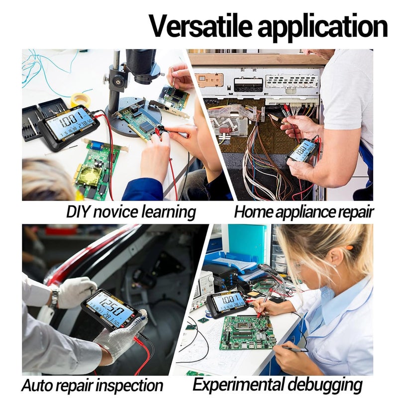 Digital Multimeter Tester, 4000 Counts Voltage Tester, Auto Ranging TRMS Volt Meter, Large LCD Ohm Meter Measures AC DC Current, Voltage, Resistance, Diode, Continuity, Capacitance (Black) - Image 3