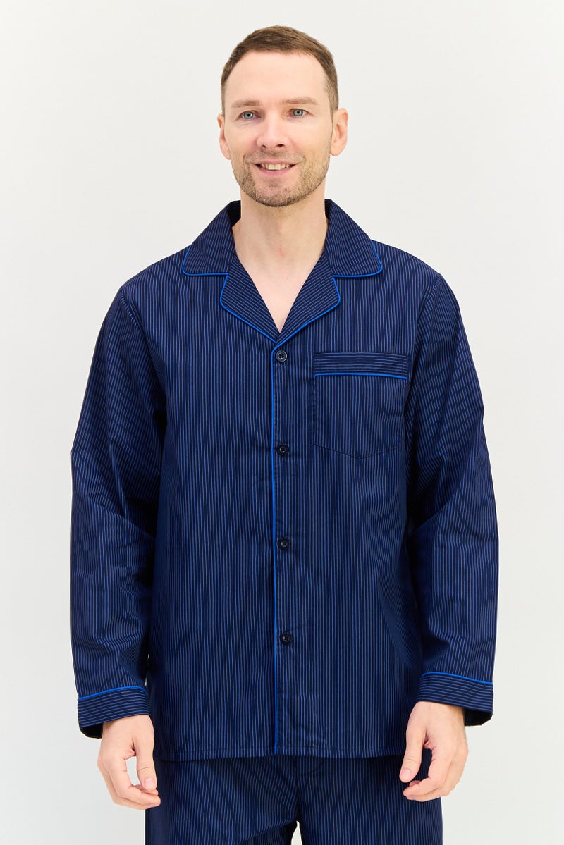 English Laundry Men 2Pcs Stripe Top And Pyjama Sleepwear Set, Navy - Image 3