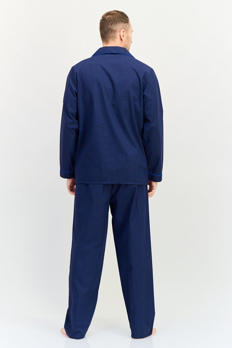 English Laundry Men 2Pcs Stripe Top And Pyjama Sleepwear Set, Navy - Image 2