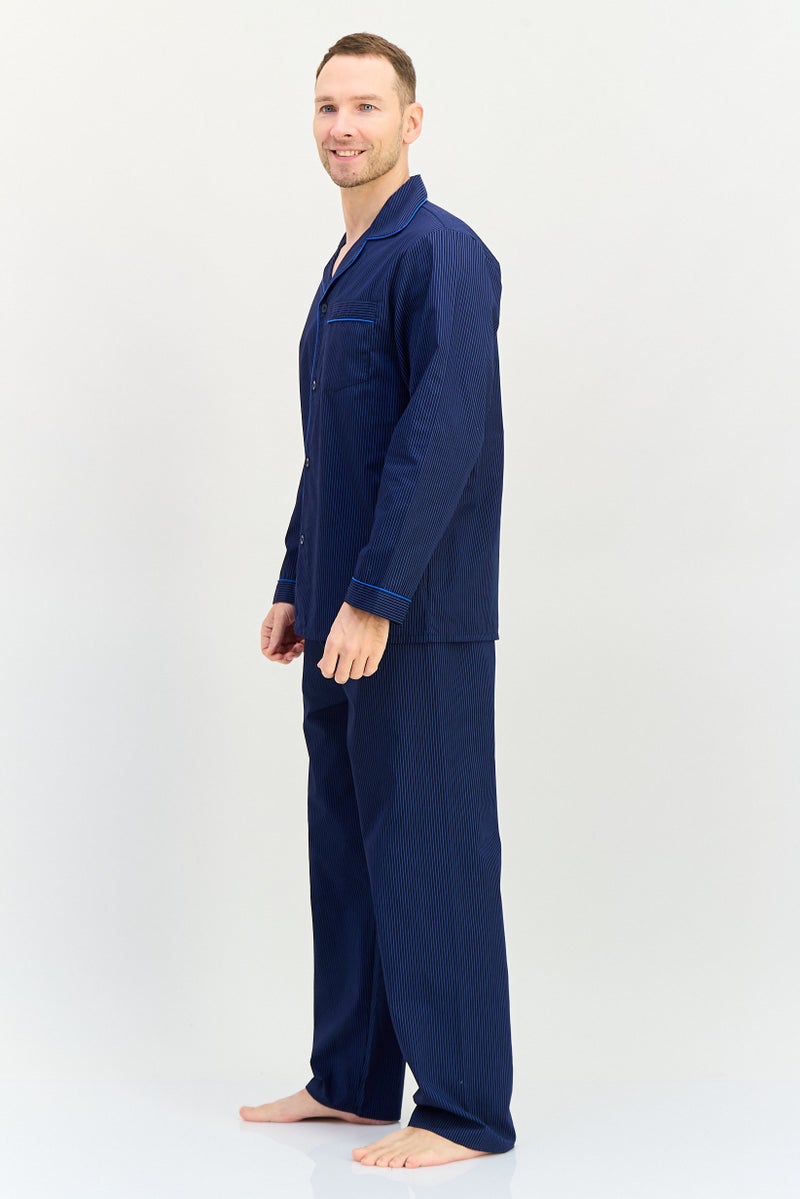 English Laundry Men 2Pcs Stripe Top And Pyjama Sleepwear Set, Navy - Image 4