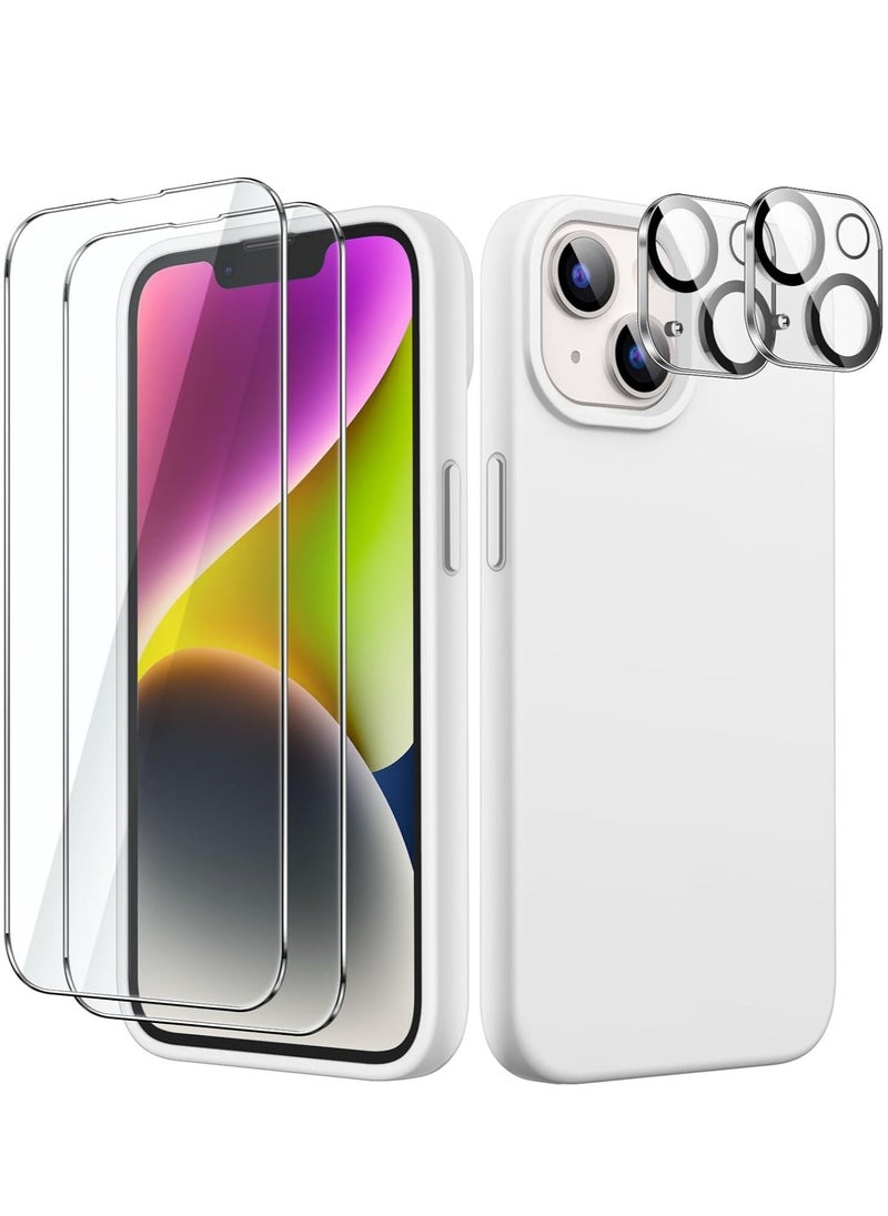 BGM "5-in-1 Starlight Silicone Case for iPhone 14 (6.1-Inch) – Includes 2-Pack Screen Protectors & 2-Pack Camera Lens Protectors, Full Coverage Tempered Glass Film, Shockproof Design" 