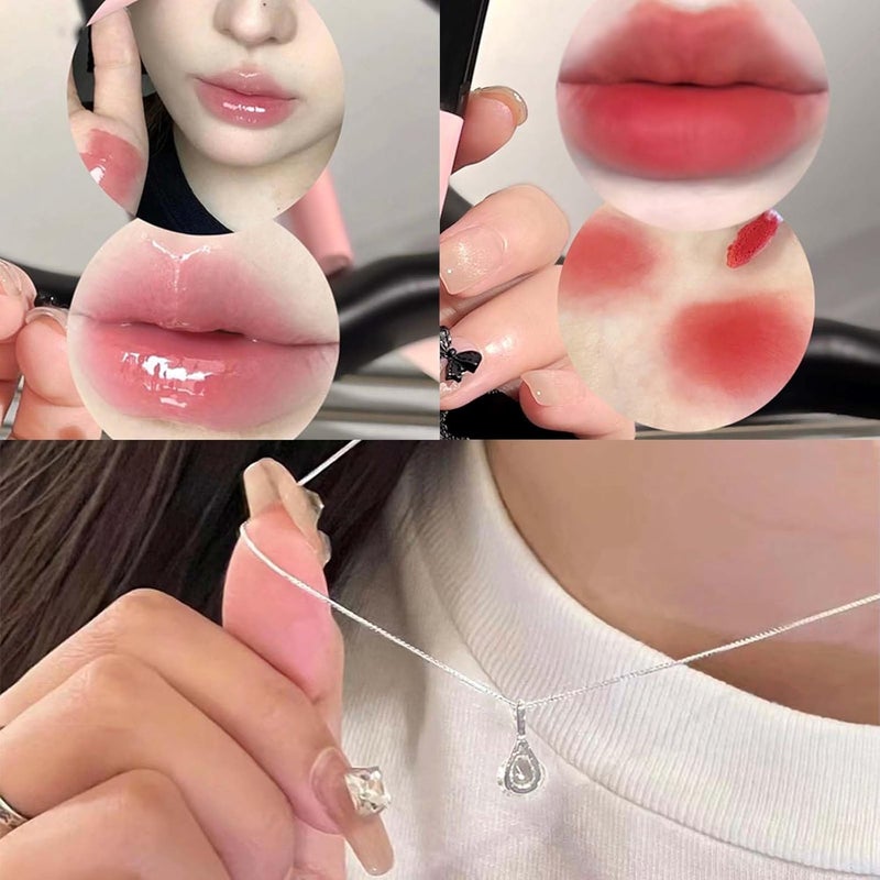 6Pcs Plump Lip Gloss Lip Oil Set,Fat Lip Oil Matte Nude Lip Glosses,Long Lasting Color Lip Gloss Set with Rich,Complimentary Women's Necklace,Transfer-Proof Wear&Long Lasting Non-Sticky - Image 4